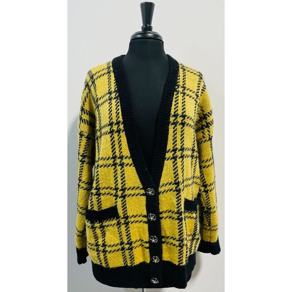 ALESSANDRA RICH Metallic Checked Knitted Cardigan - Picture 4 of 9